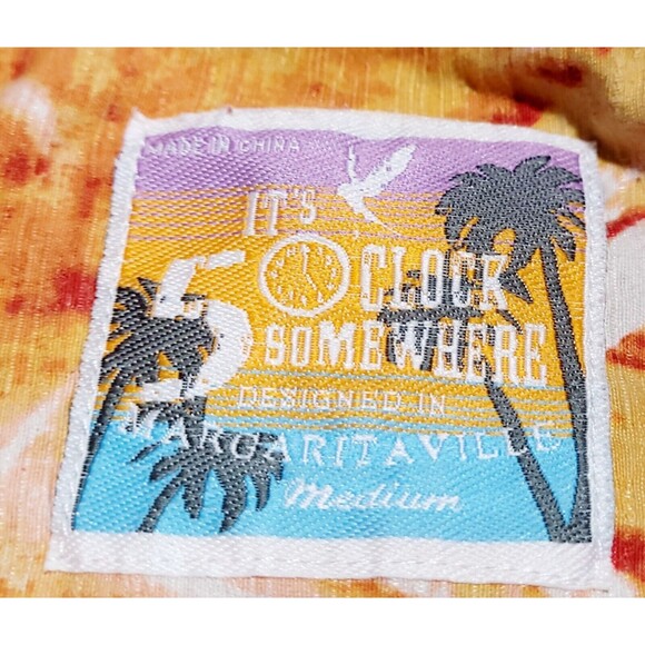 Margaritaville It's 5 O'clock Somewhere 100% Silk Hawaiian Floral Shirt NWOT - Picture 7 of 11